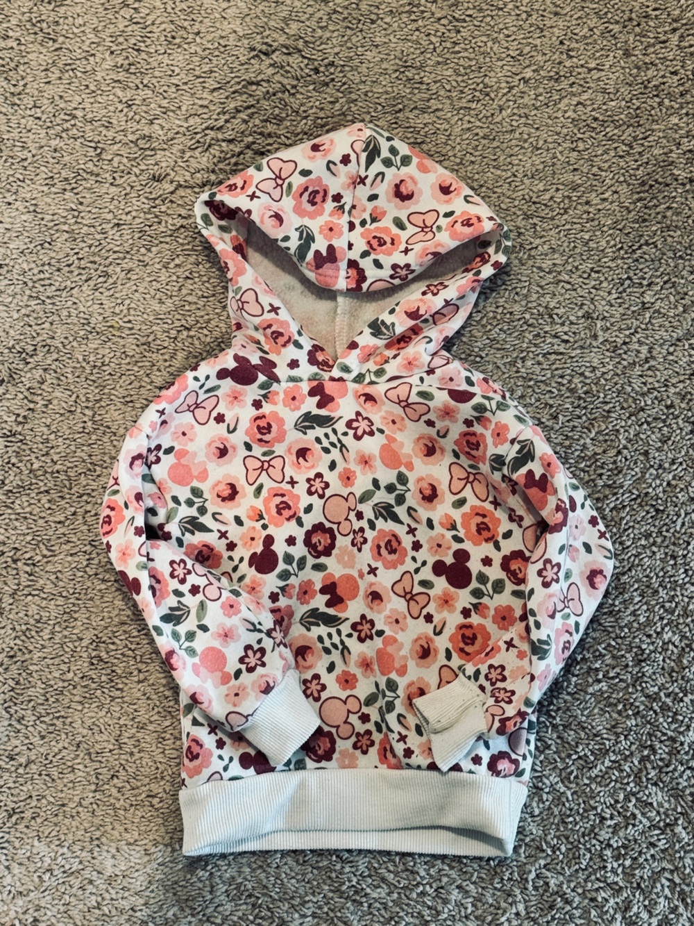 Girls Pink Floral Minnie Mouse Hooded Sweatshirt